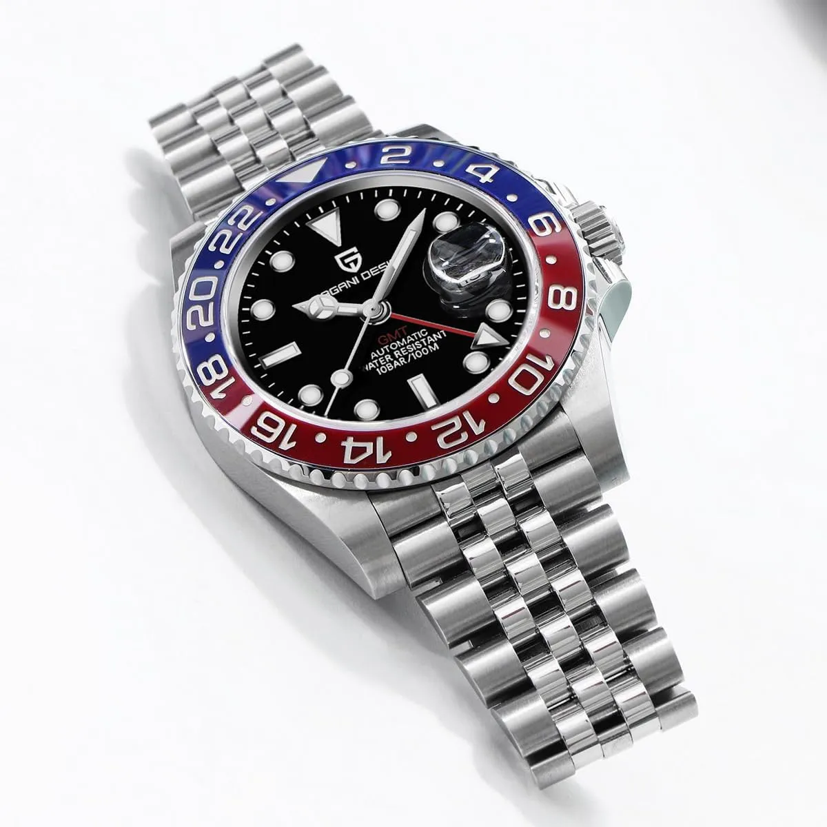 Pagani Design GMT Automatic Mechanical Men's Watch Rotating Ceramic Bezel Stainless Steel Watch with Date Function Men's Sport Watch