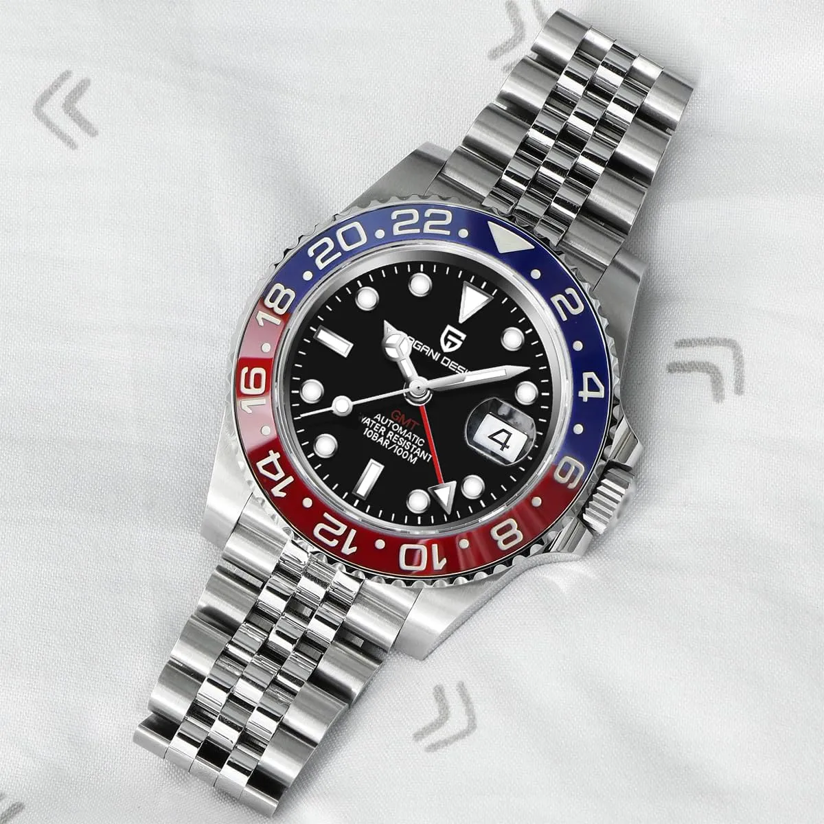 Pagani Design GMT Automatic Mechanical Men's Watch Rotating Ceramic Bezel Stainless Steel Watch with Date Function Men's Sport Watch