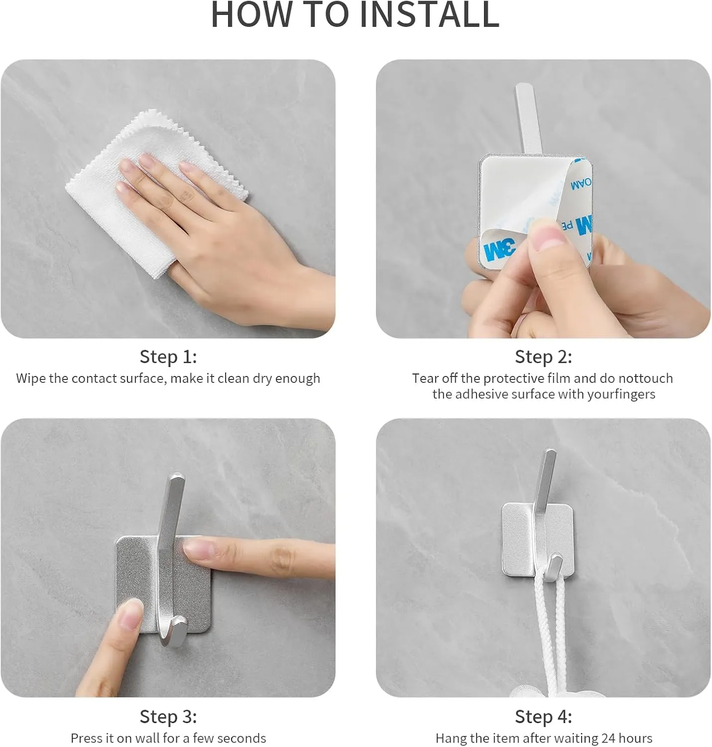Paoli Heavy Duty Self Adhesive Hooks - Sturdy self Adhesive Hooks for Home, School and Office Easy to fit and Remove,with a Maximum Load Capacity of 30lb (4 PC).