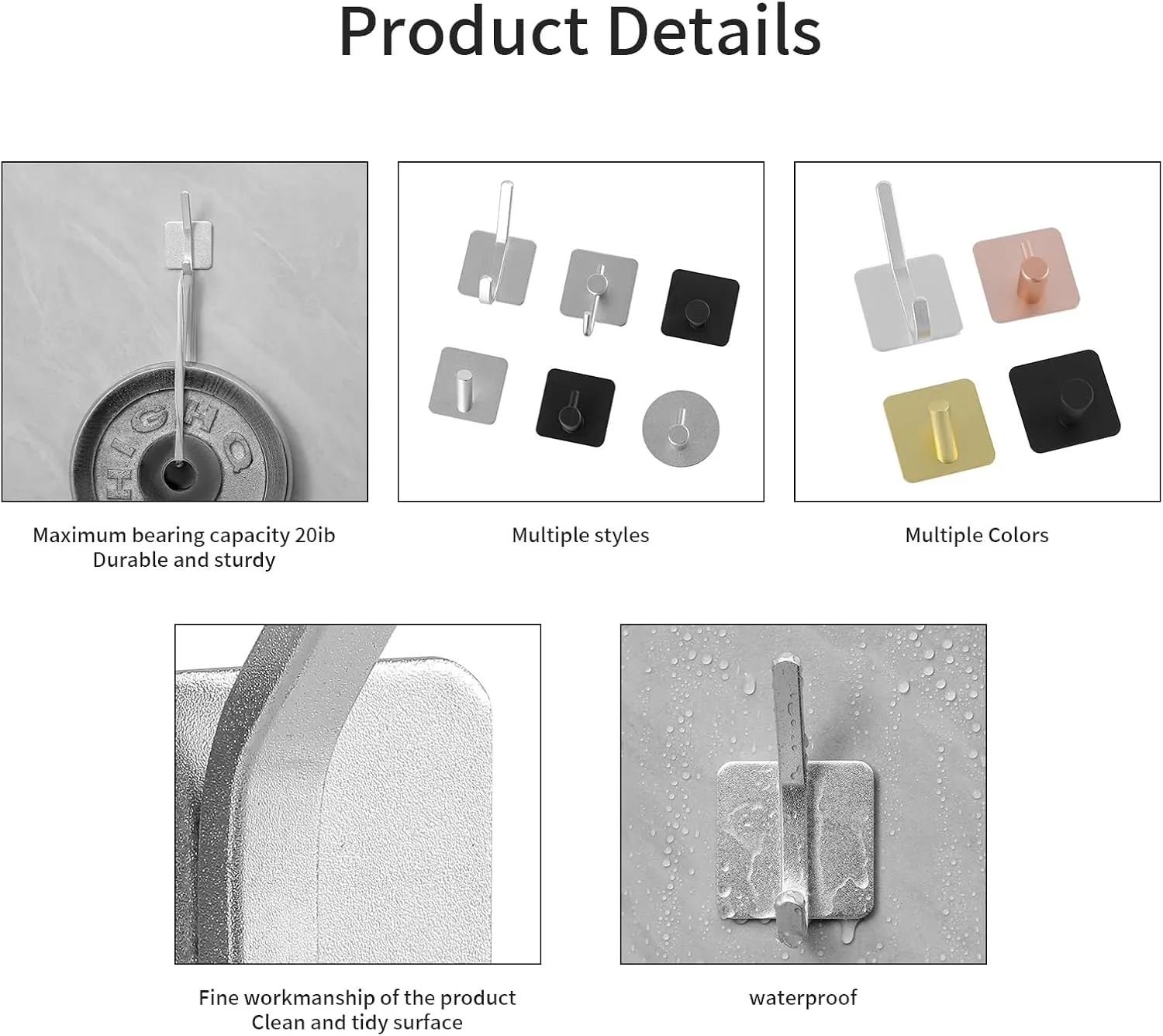 Paoli Heavy Duty Self Adhesive Hooks - Sturdy self Adhesive Hooks for Home, School and Office Easy to fit and Remove,with a Maximum Load Capacity of 30lb (4 PC).