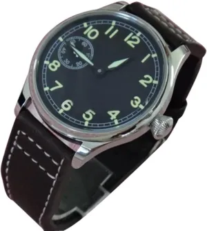 Parnis Watch 44mm Black dial Seagull 6497 Mechanical Hand Chain Movement Men's Watch PA-01188