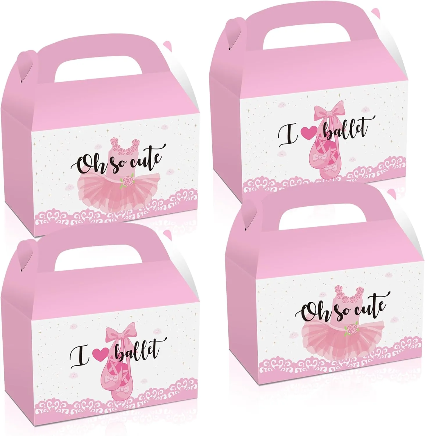 Partystadl 24PCS Ballerina Party Favor Treat Boxes, Ballerina Print Party Goodie Candy Treat Present Boxes for Dancing Girl Ballerina Pink Party Supplies Decoration, Black