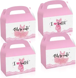 Partystadl 24PCS Ballerina Party Favor Treat Boxes, Ballerina Print Party Goodie Candy Treat Present Boxes for Dancing Girl Ballerina Pink Party Supplies Decoration, Black