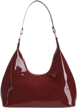 Patent Leather Hobo Bag Crescent Shoulder Bag Small Going Out Tote Bag Satchel Purse