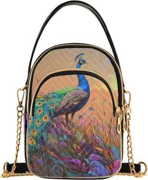 Peacock Sunset Print Women‘s Shoulder Handbag Crossbody Purse Stylish Ladies Shoulder Bag Top Handle Satchel