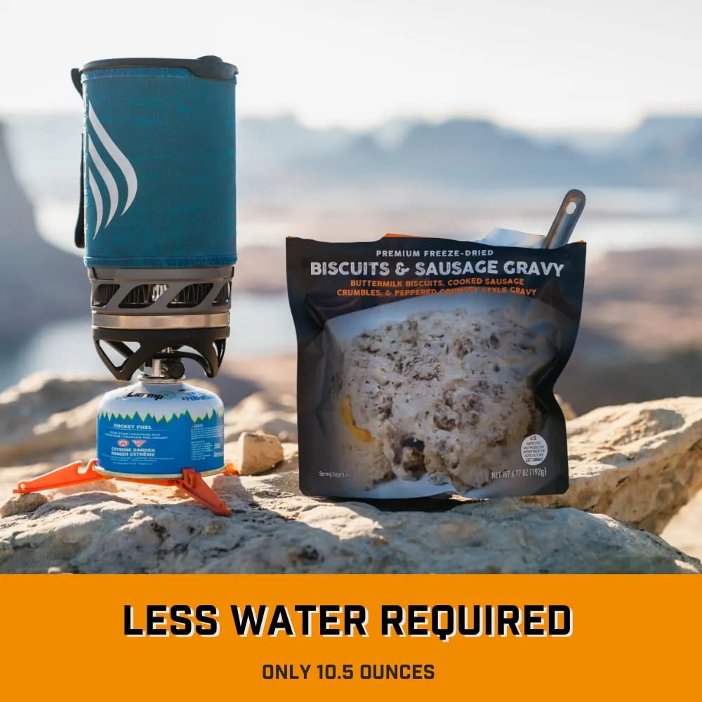 Peak Refuel Breakfast Meals | Freeze Dried Backpacking, Camping & Emergency Prep Food | 2 Servings Pouches (6-Pack, Biscuits & Gravy)