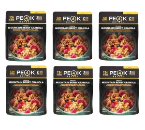 Peak Refuel Breakfast Meals | Freeze Dried Backpacking, Camping & Emergency Prep Food | 2 Servings Pouches (6-Pack, Mountain Berry Granola)