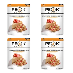 Peak Refuel Strawberry Cheesecake Bites 4-Pack | Freeze Dried Backpacking and Camping Food | Tasty Trail Treat | High Protein Snack Packs