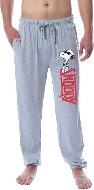 Peanuts Men's Joe Cool Rocker Character Logo Sleep Jogger Pajama Pants