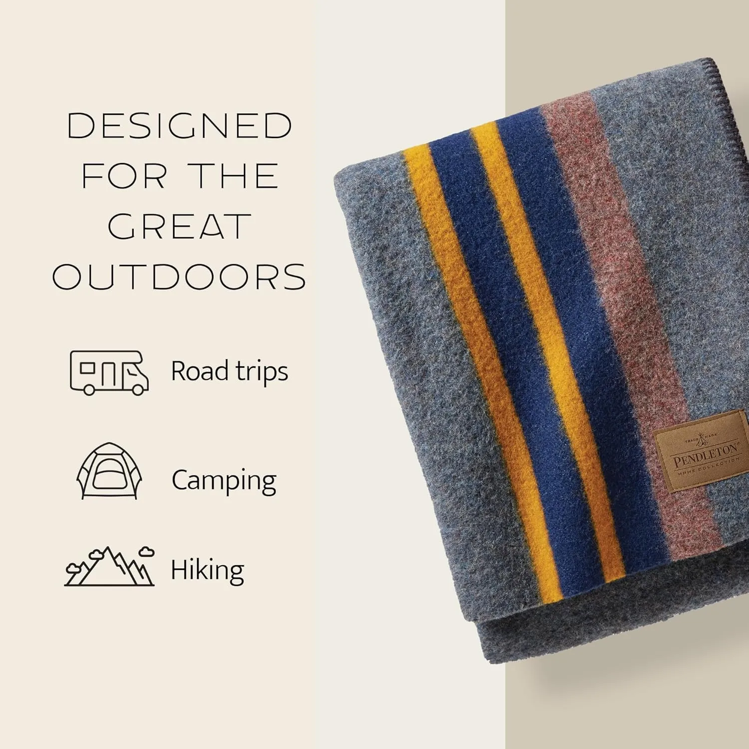 Pendleton Yakima Throw 54" x 66" - Wool Cotton, Lightweight, Soft and Durable Wool Throw for Home and Travel - Mineral Umber