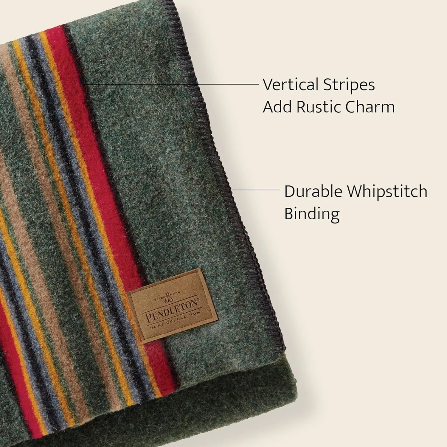 Pendleton Yakima Throw 54" x 66" - Wool Cotton, Lightweight, Soft and Durable Wool Throw for Home and Travel - Mineral Umber