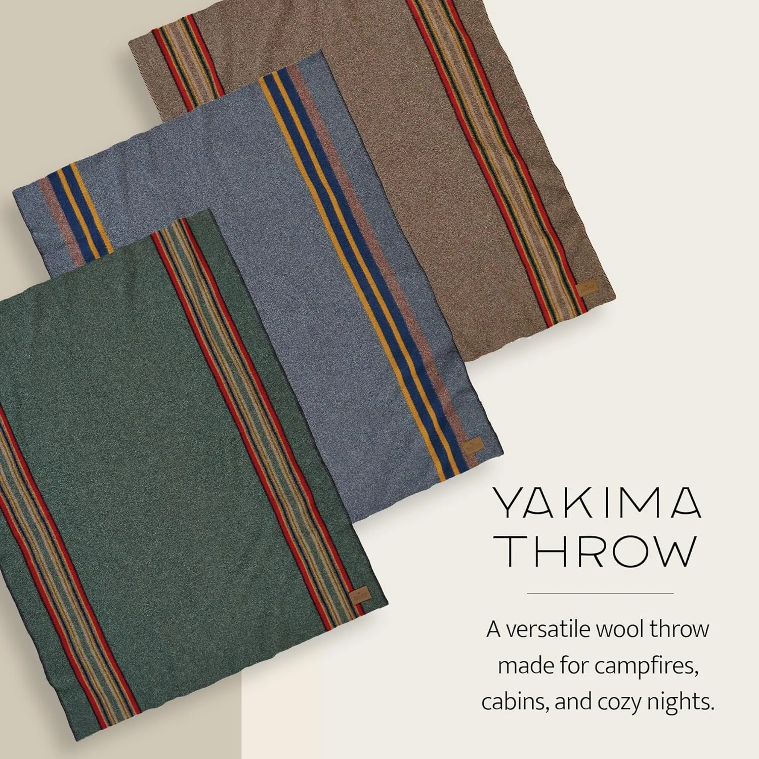 Pendleton Yakima Throw 54" x 66" - Wool Cotton, Lightweight, Soft and Durable Wool Throw for Home and Travel - Mineral Umber