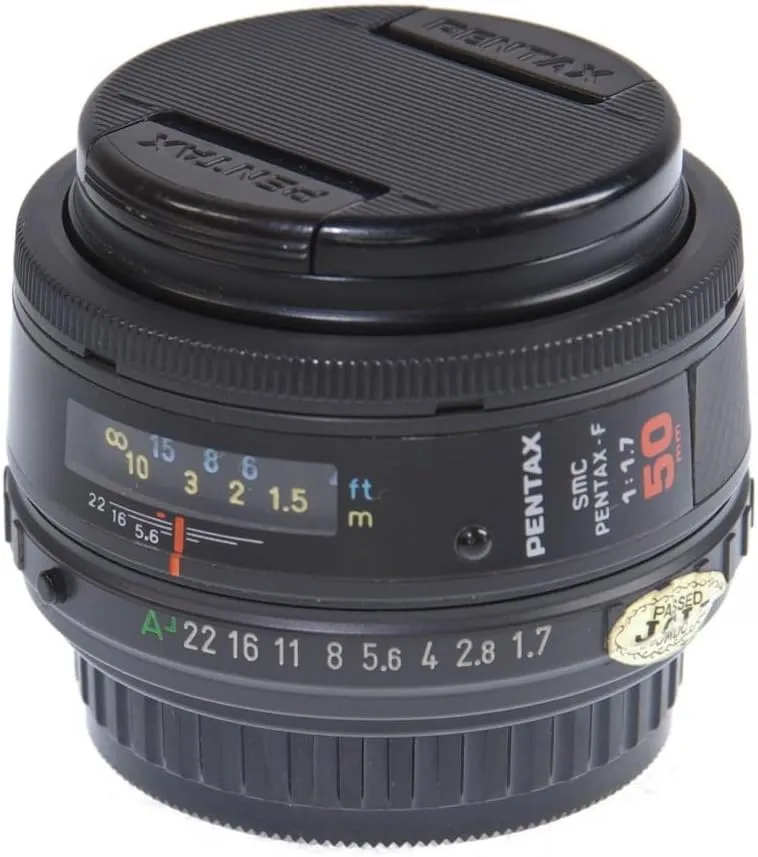 Pentax-F SMC AF 50mm f 1.7 Auto-Focusing Pentax K mount Lens with caps. (Renewed)