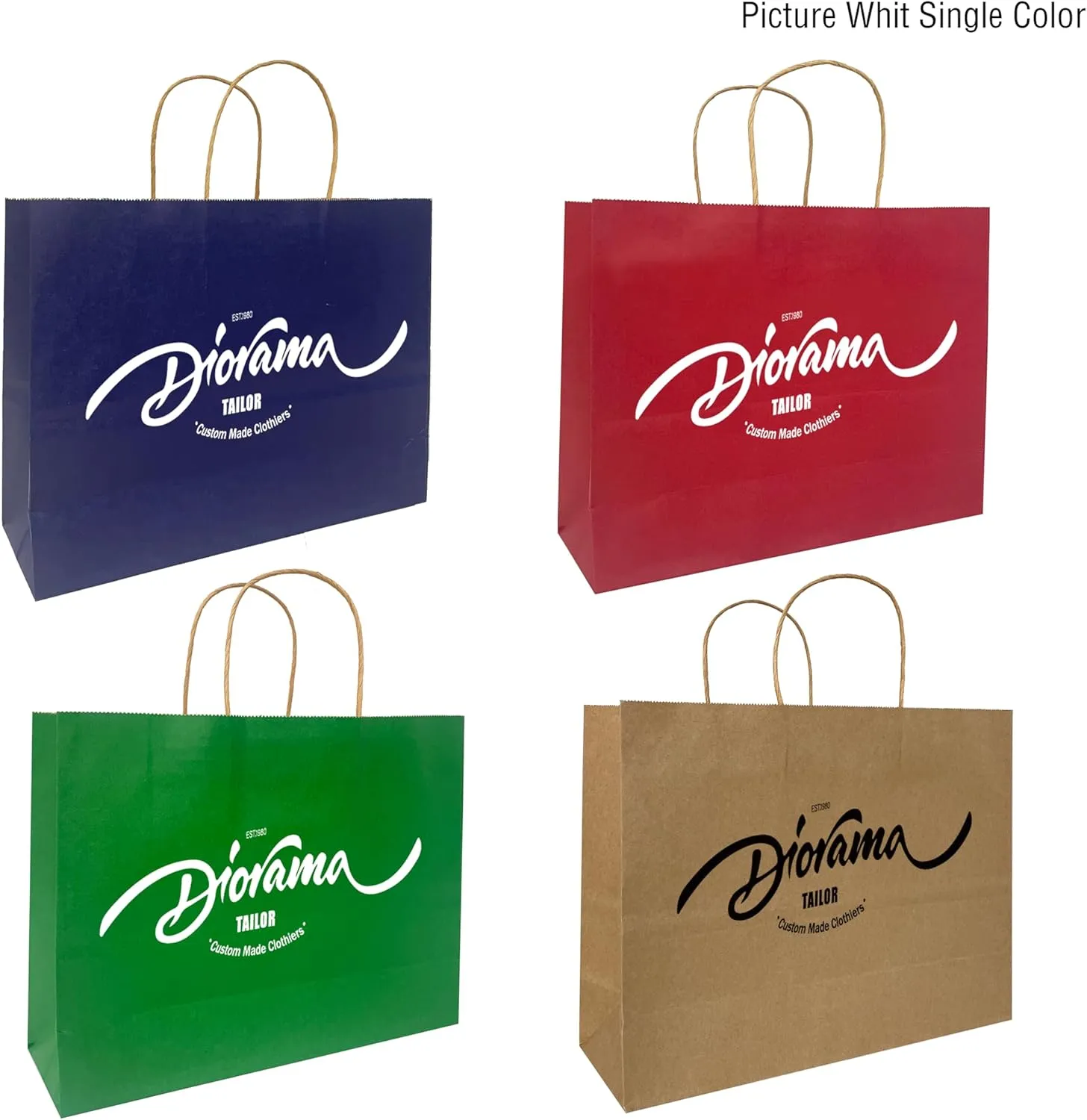 Personalized Paper Bags, 50 PCS Custom Printed Kraft Paper Bags for Small Business, Retail Gift Bags with Logo, Brown Shopping bag with Handle, Paper Bags, Party (Horizontal, 1count (Pack of 50))
