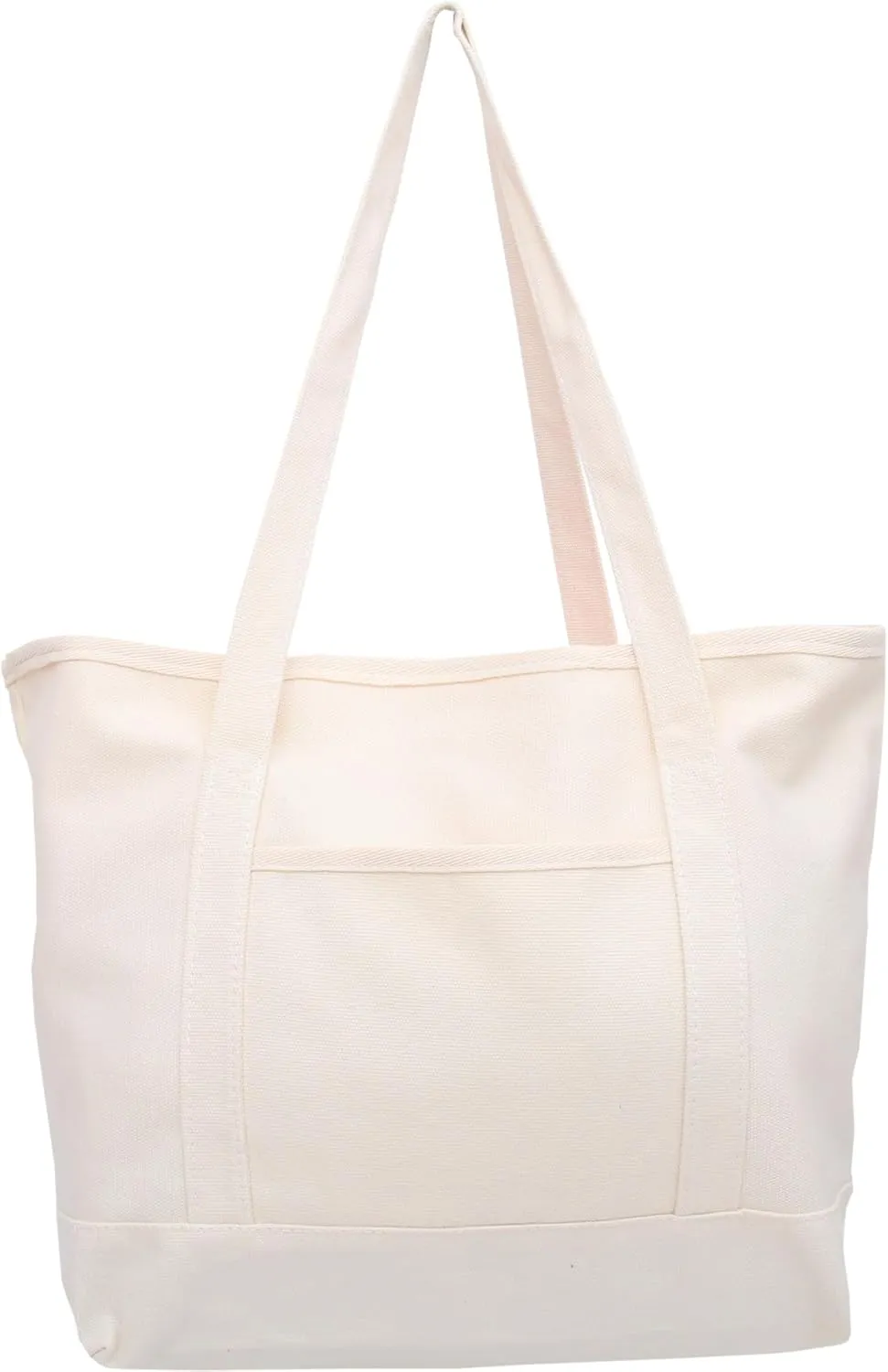 Personalized with Embroidery ThreadArt Large 100% Cotton Natural Canvas Tote Bag with Natural Handles - 18.5"x11.5"x5.5" - 14 oz Canvas - for Women, Shopping, Beach, Getaways, Gifts