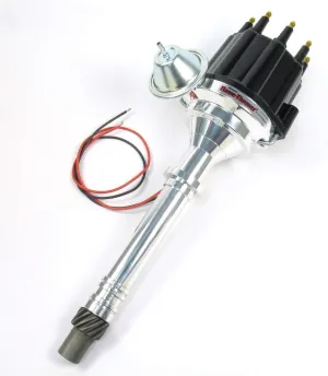 Pertronix D7100710 Flame-Thrower Vacuum Advance Black Male Cap Billet Electronic Distributor with Ignitor III Technology for Chevrolet Small Block/Big Block