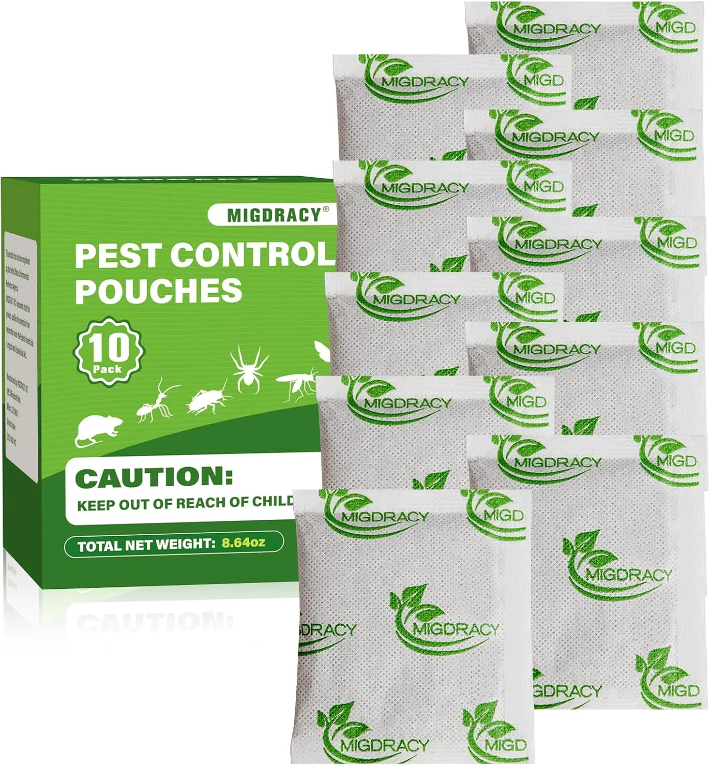 Pest Control Pouches, Insect and Mice Repellent Pouches, 10Pcs Peppermint Oil to Rat, Ant, Roach, Spider, Mosquito & Moth, Indoor Use