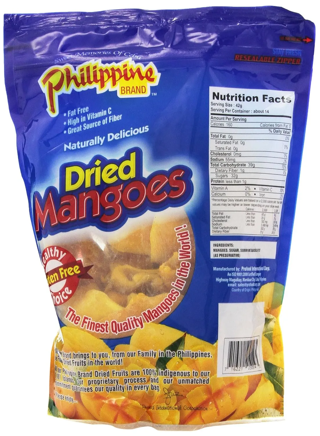 Philippine Brand Dried Mango, 20-Ounce Pouches (Pack of 2)