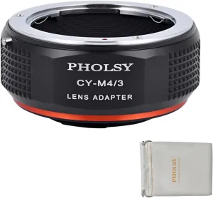 PHOLSY Lens Mount Adapter CY to MFT Compatible with Contax/Yashica CY Mount Lens to Micro Four Thirds (M4/3 Micro 4/3) Mount Camera Body Compatible with Olympus Panasonic Lumix Cameras CY to M4/3