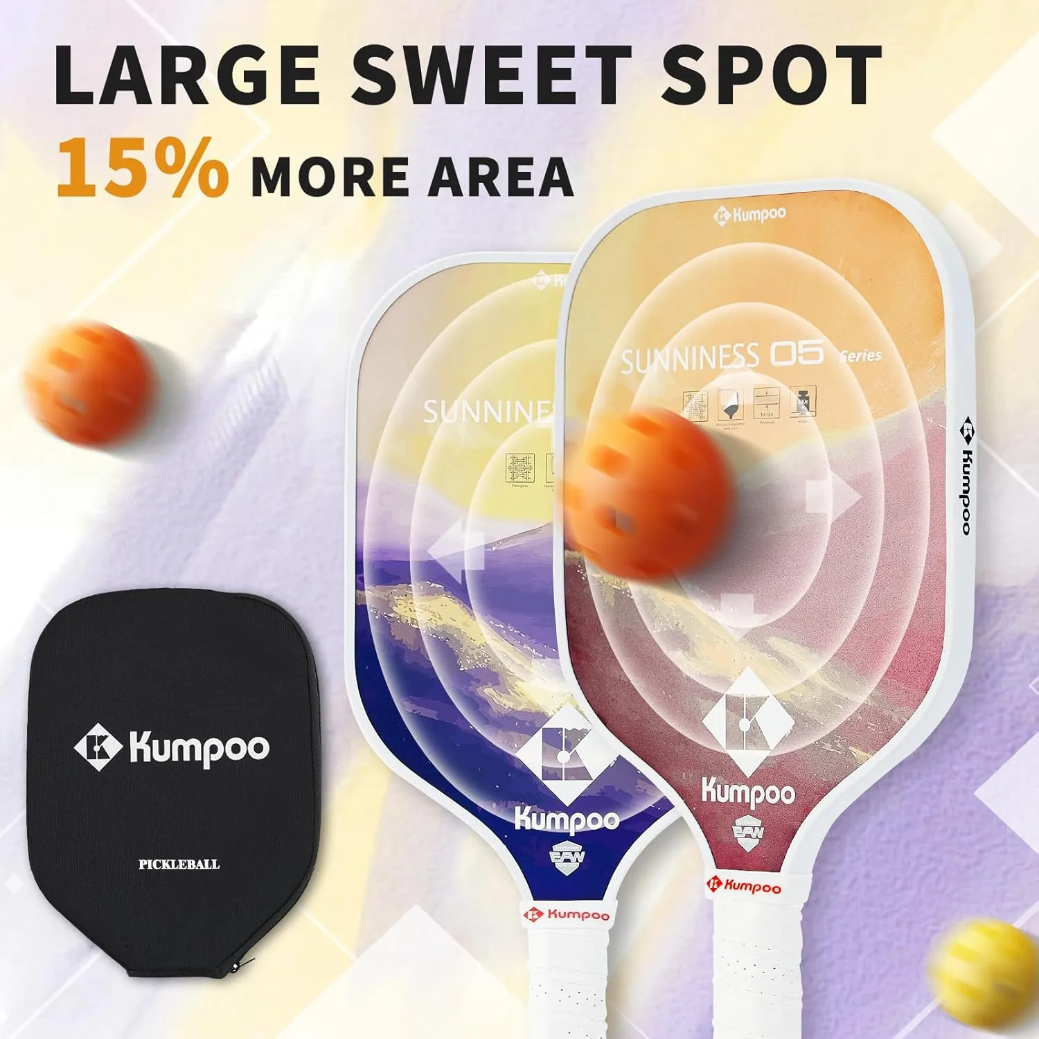 Pickleball Paddle, Fiberglass Pickle Ball Racket Lightweight with PP Honeycomb Core, Pickleball Racquet Set with Cover for Training, Games, Pickleball Paddle Gift for Men, Women