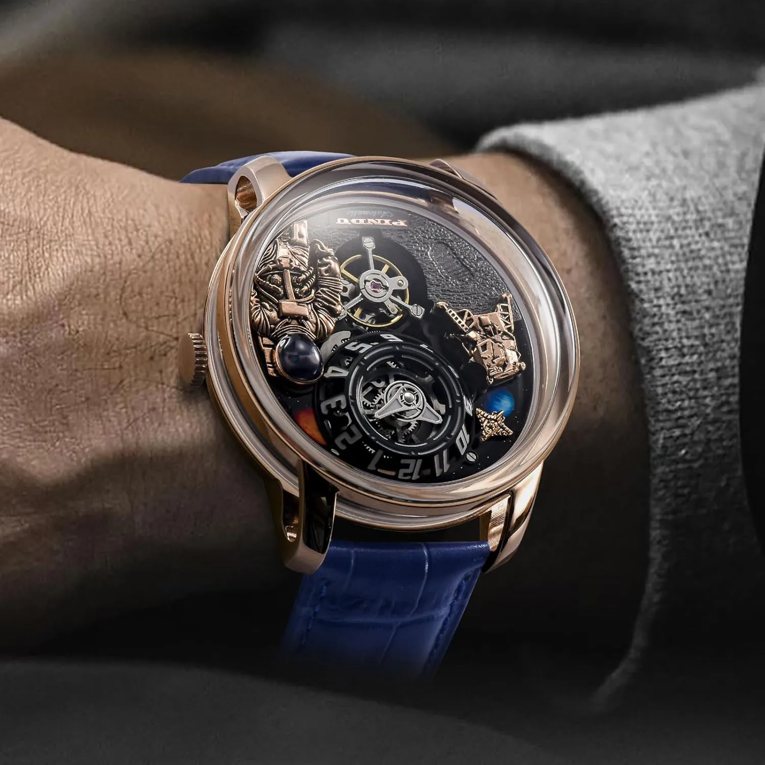 PINDU Space Station Automatic Watches for Men, Automatically 50M Waterproof Mens Unique Space Style, Astronaut Leather Watch Mechanical Watch
