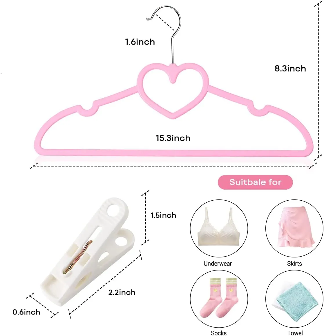 Plastic Hangers 30 Pack, Pink Hangers Ultra Thin Space Saving - 360 Degree Swivel Hook & 10 Clips-Strong & Durable for Sweaters,Dress, Shirt, Coat