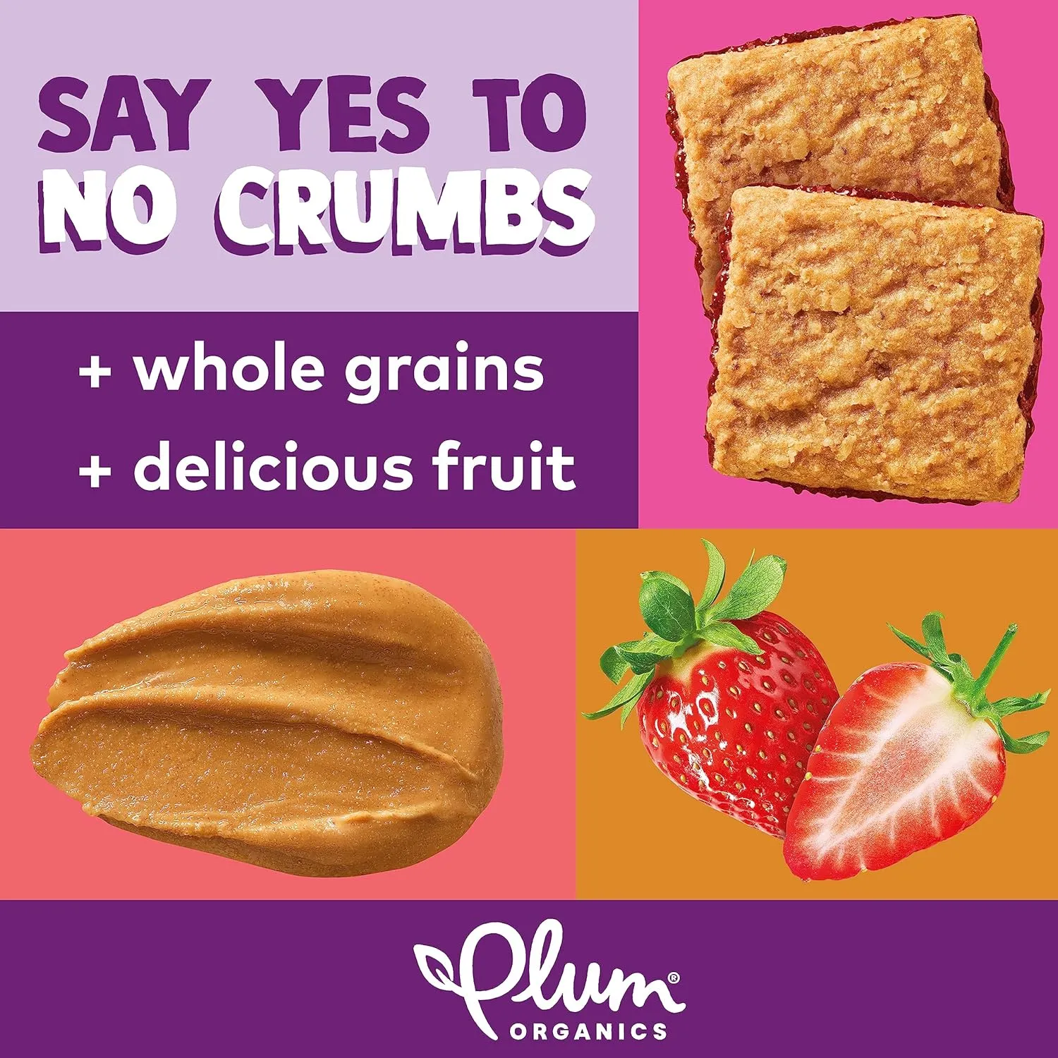 Plum Organics Jammy Sammy Snack Bars - Peanut Butter and Strawberry - 1.02 oz Bars (Pack of 30) - Organic Toddler Food Snack Bars