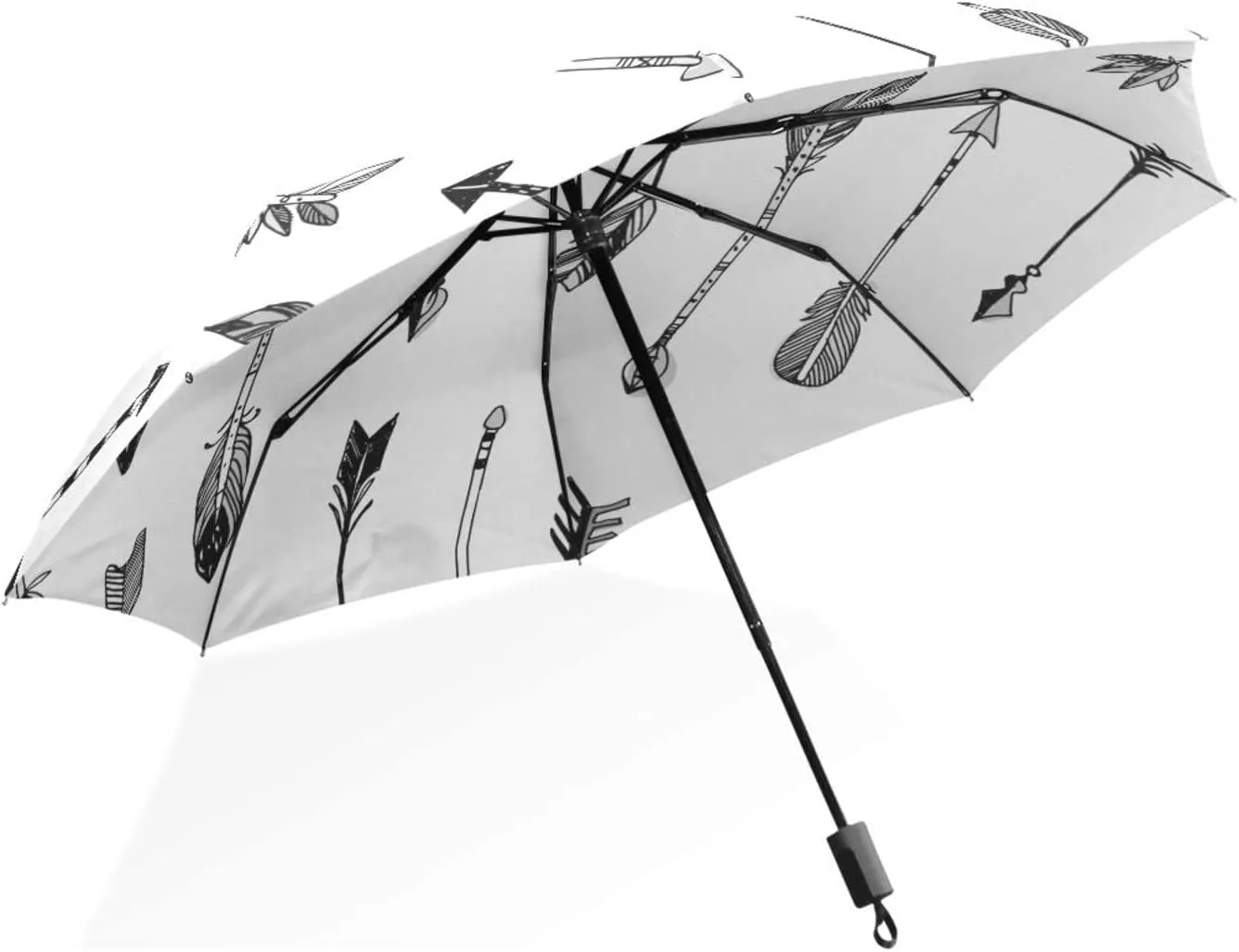 Poeticcity Rain Travel Umbrella, Hand Open Close Windproof Waterproof Folding Umbrella, Compact Canopy Strong Ray Parasol Umbrella