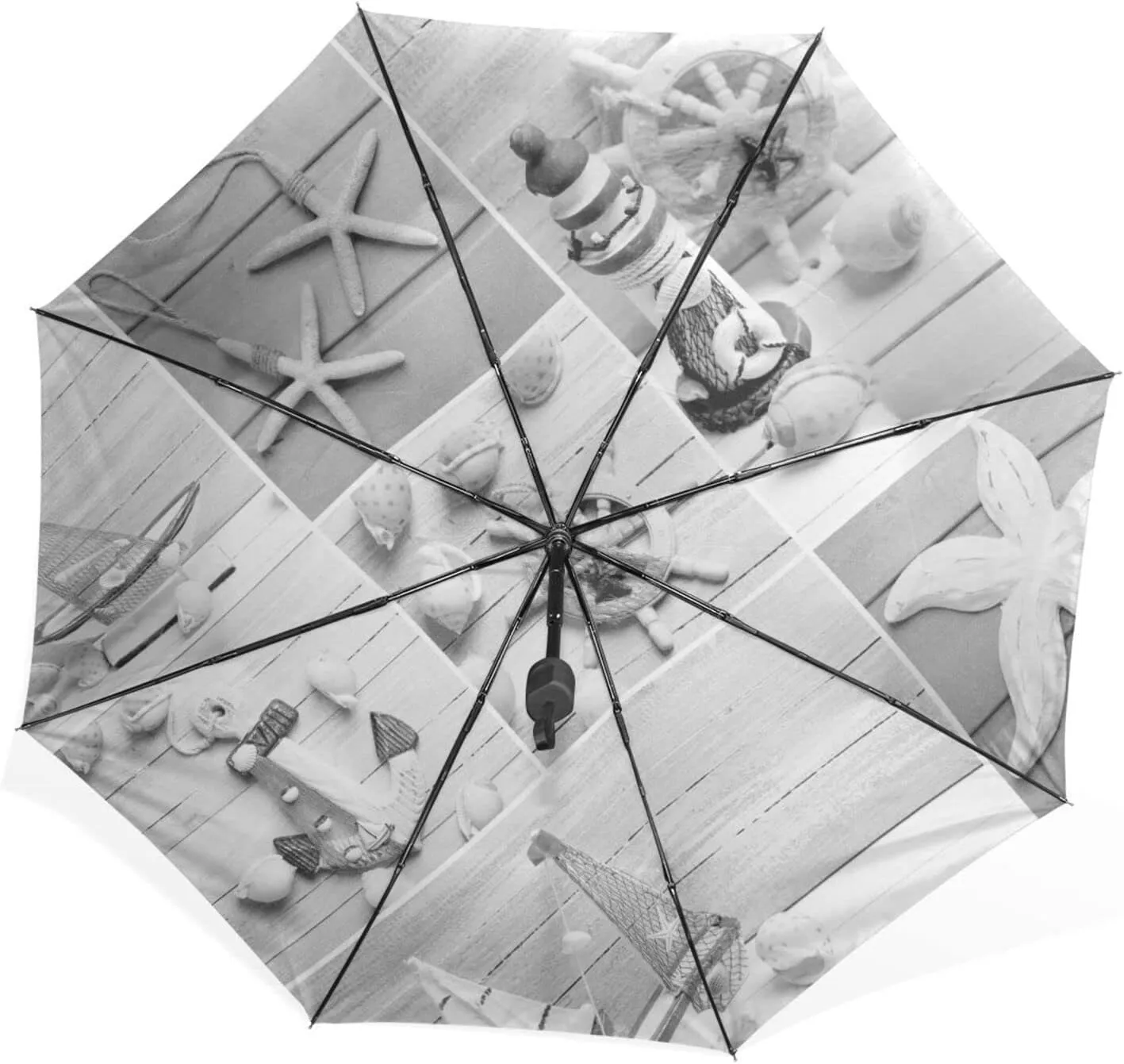Poeticcity Rain Travel Umbrella, Hand Open Close Windproof Waterproof Folding Umbrella, Compact Canopy Strong Ray Parasol Umbrella