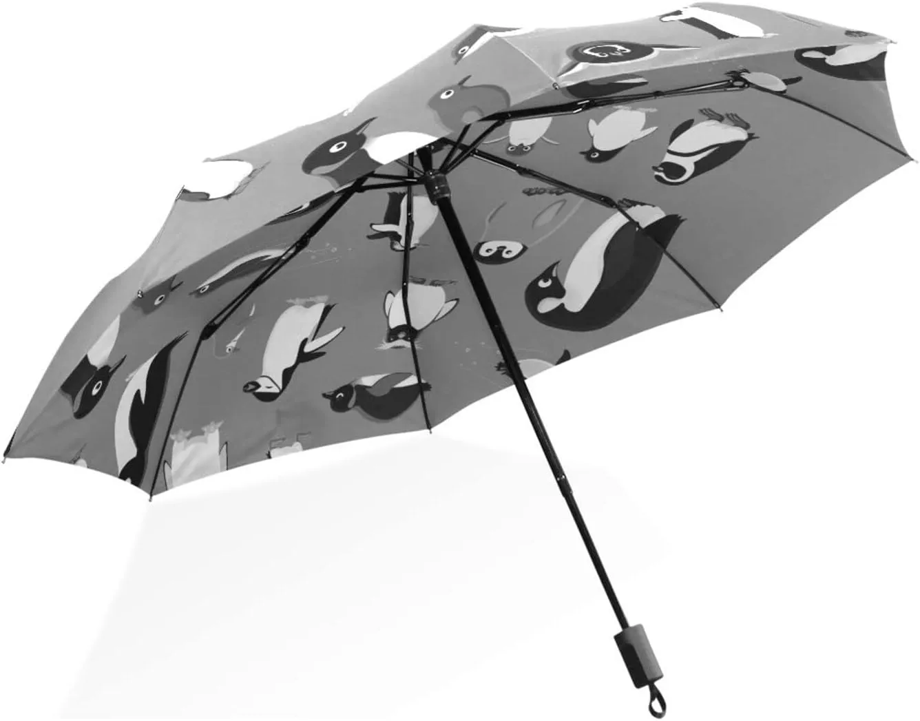 Poeticcity Rain Travel Umbrella, Hand Open Close Windproof Waterproof Folding Umbrella, Compact Canopy Strong Ray Parasol Umbrella
