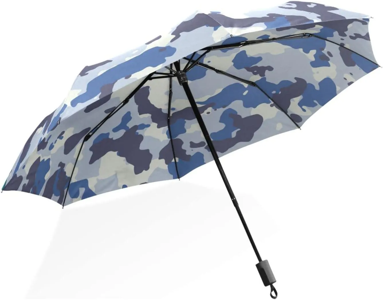 Poeticcity Rain Travel Umbrella, Hand Open Close Windproof Waterproof Folding Umbrella, Compact Canopy Strong Ray Parasol Umbrella