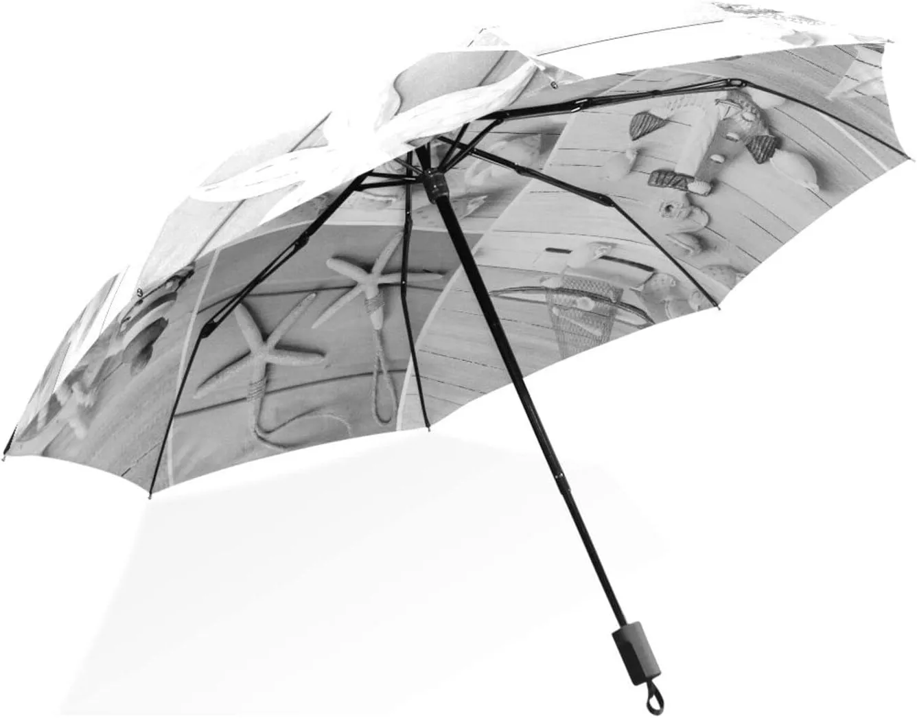 Poeticcity Rain Travel Umbrella, Hand Open Close Windproof Waterproof Folding Umbrella, Compact Canopy Strong Ray Parasol Umbrella