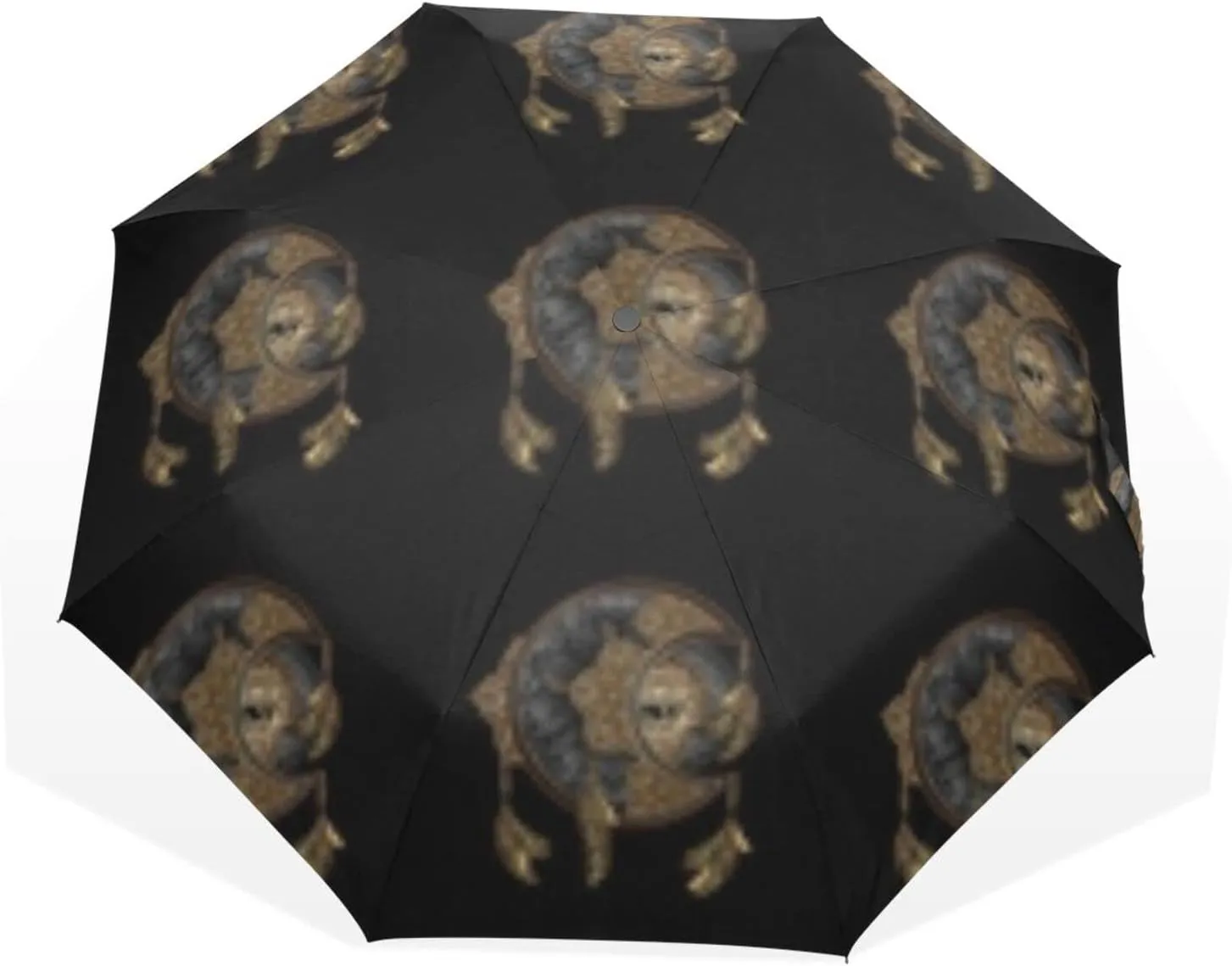 Poeticcity Travel Umbrella, Hand Open Close Windproof Waterproof Folding Umbrella, Black Tape Compact Canopy Strong Anti UV Ray Parasol
