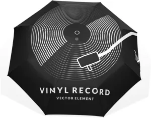 Poeticcity Travel Umbrella, Hand Open Close Windproof Waterproof Folding Umbrella, Black Tape Compact Canopy Strong Anti UV Ray Parasol