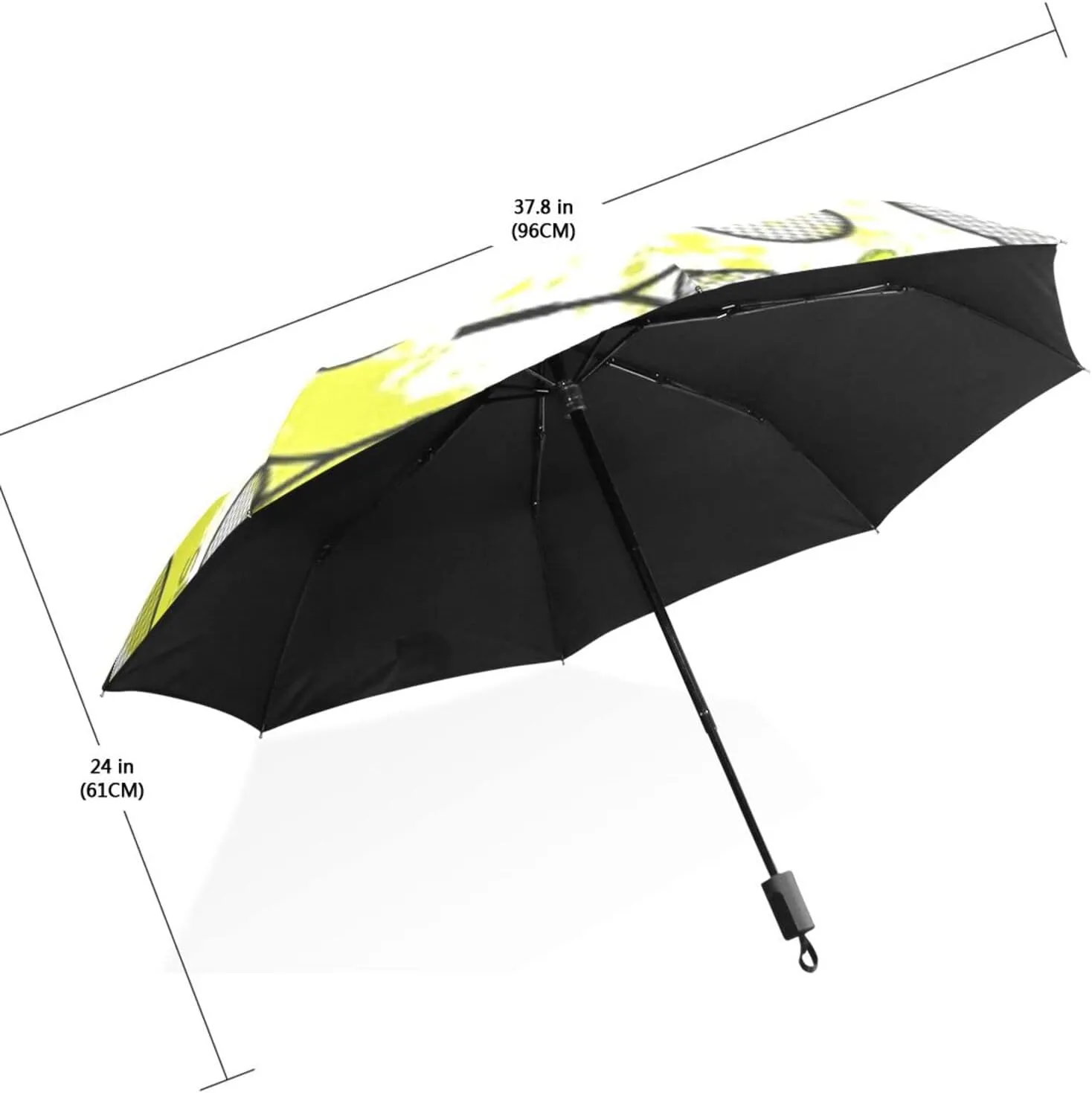 Poeticcity Travel Umbrella, Hand Open Close Windproof Waterproof Folding Umbrella, Black Tape Compact Canopy Strong Anti UV Ray Parasol