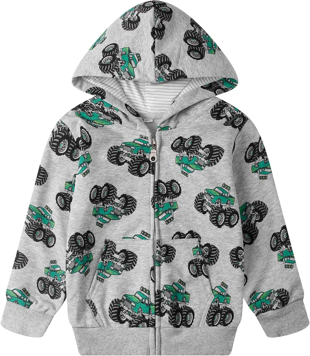 Popshion Boys Toddler Cartoon Dinosaur Hoodies Jacket Cool Long Sleeve Zipper Hooded Sport Sweatshirt Coat for Kids 1-7 Years
