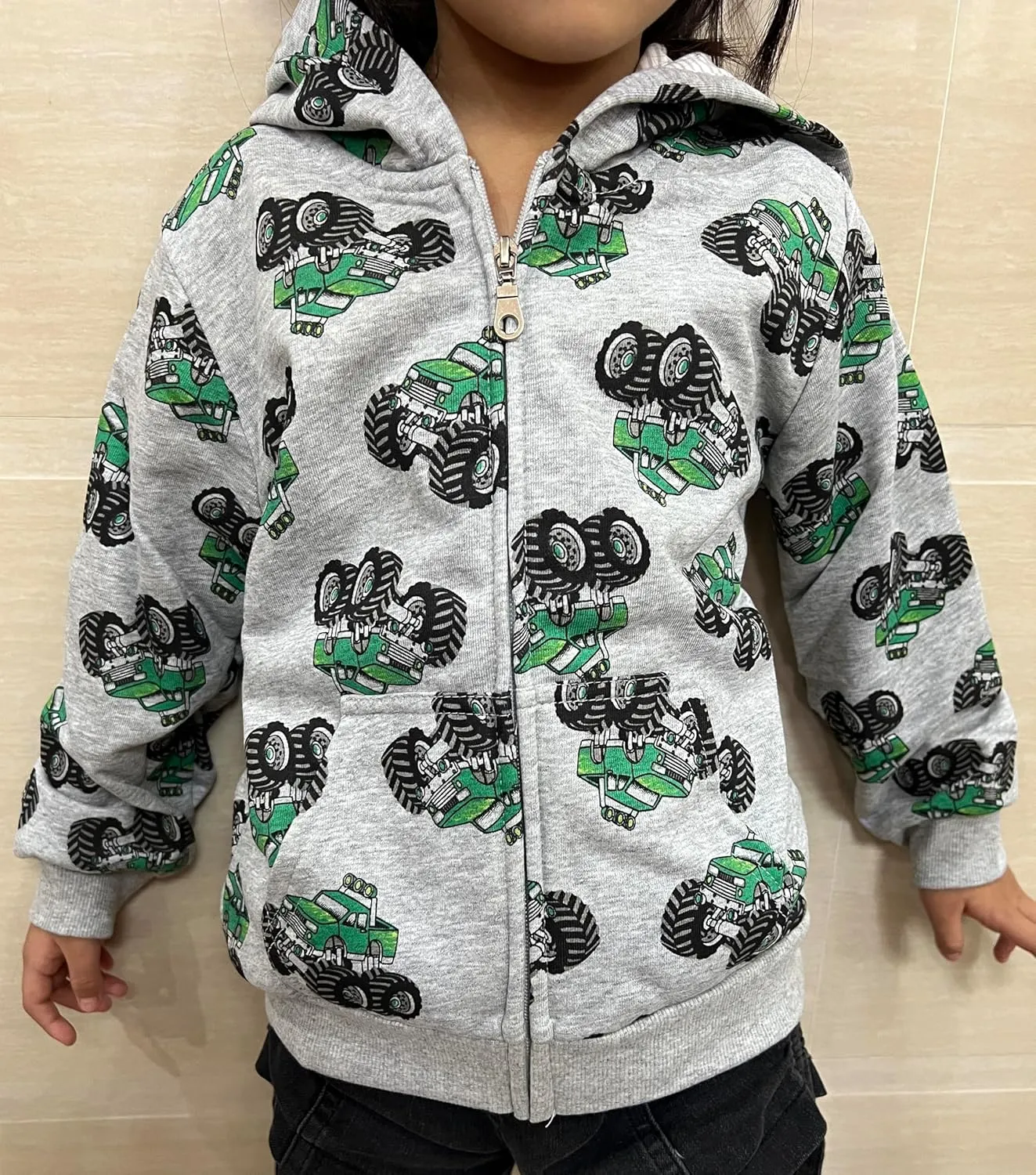 Popshion Boys Toddler Cartoon Dinosaur Hoodies Jacket Cool Long Sleeve Zipper Hooded Sport Sweatshirt Coat for Kids 1-7 Years