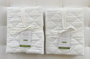 Pottery Barn Belgian Flax Linen Diamond Quilted Euro Shams ~Set of Two~White
