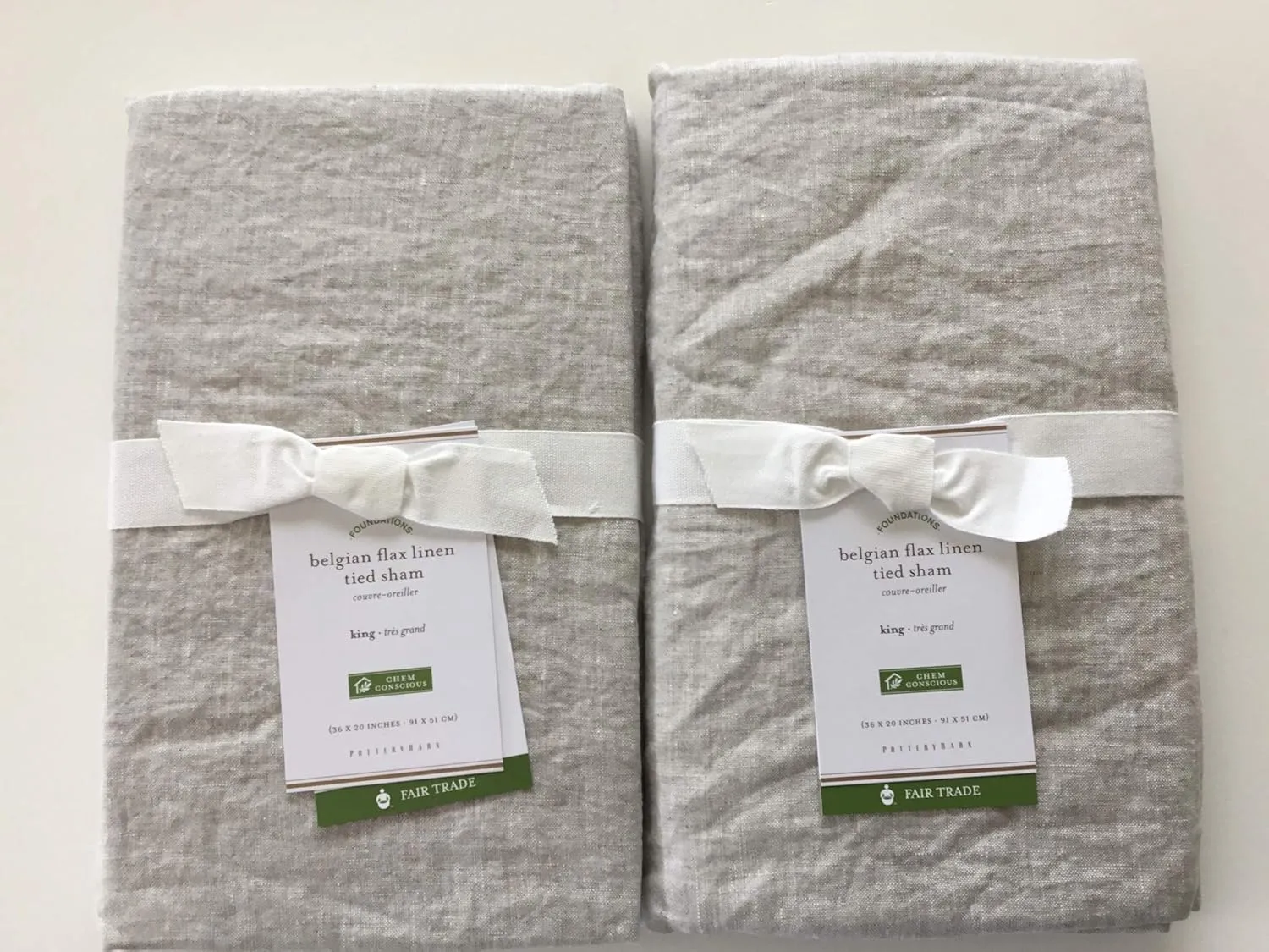Pottery Barn Belgian Linen Flax King Shams ~Set of Two~Flax~