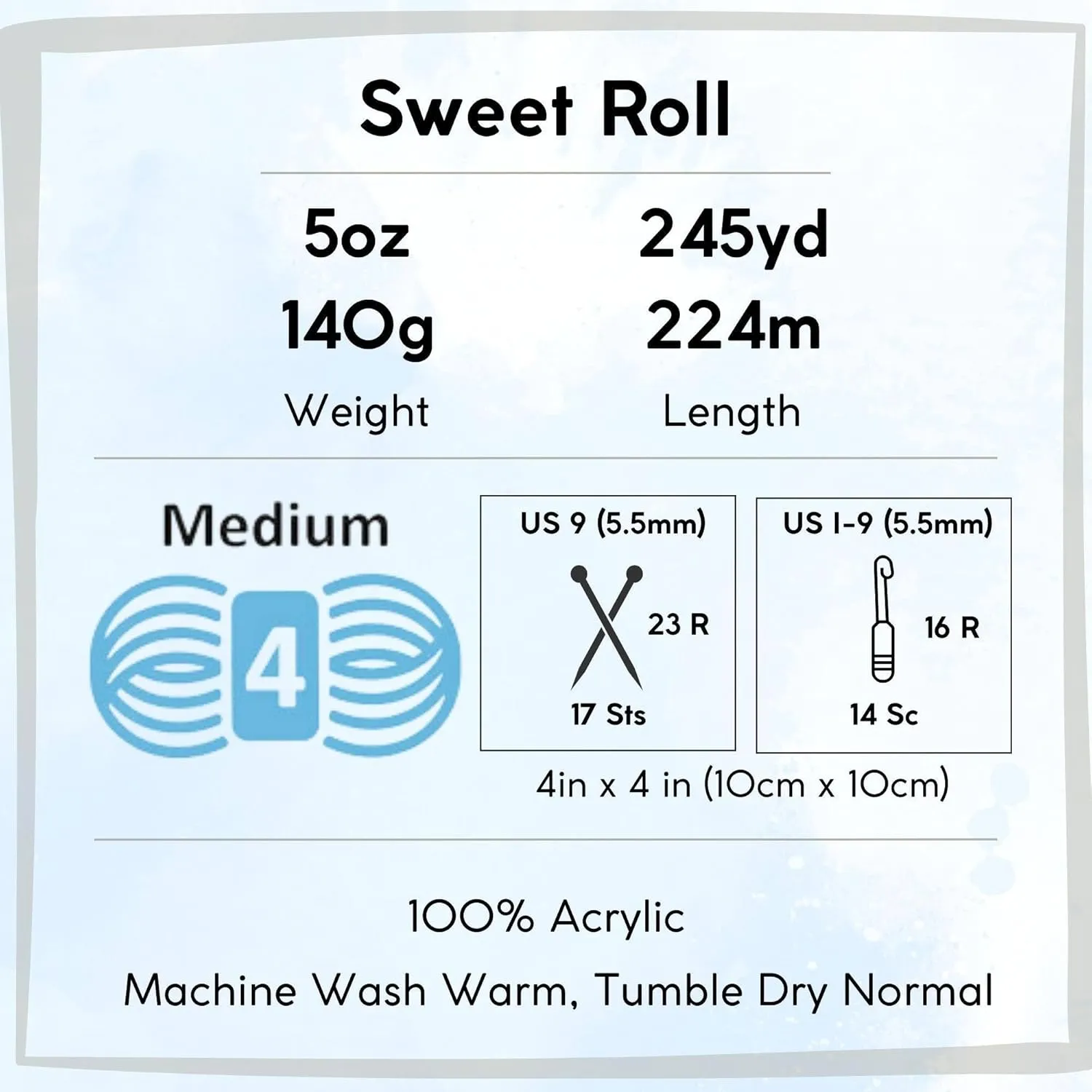 Premier Yarns Sweet Roll Frosty Swirl 1047-12 (3-Skeins - Same Dye Lot) Worsted Medium #4 Acrylic Yarn for Crocheting and Knitting with Project Bag