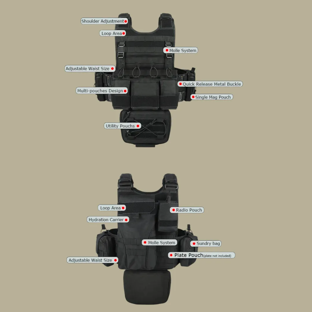 PrepPro - BRAVO- Tactical Plate Carrier Vest – Adjustable Quick-Release Design