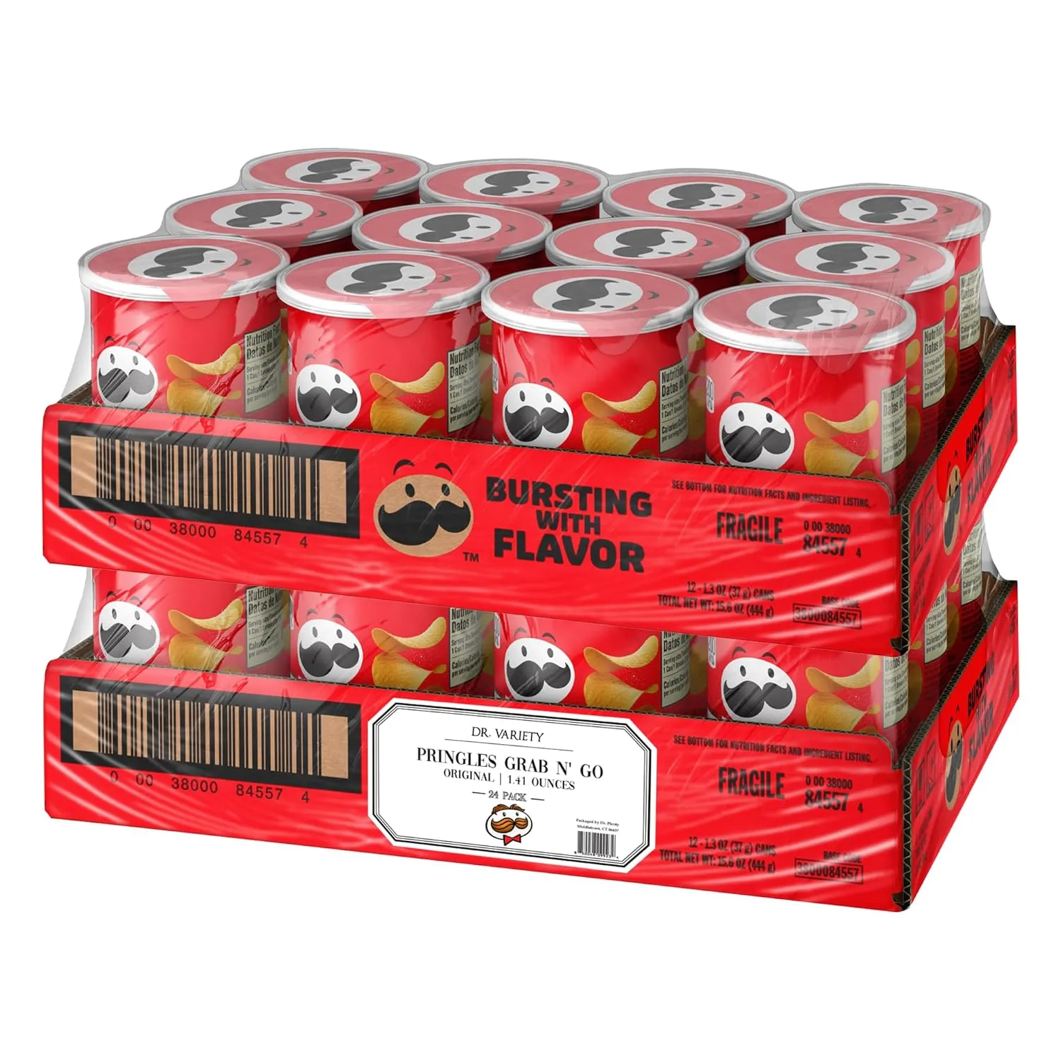 Pringles Potato Crisps Chips, Lunch Snacks, Office and Kids Snacks, Grab N' Go - Original (24 Cans)