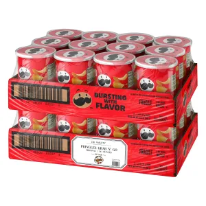 Pringles Potato Crisps Chips, Lunch Snacks, Office and Kids Snacks, Grab N' Go - Original (24 Cans)