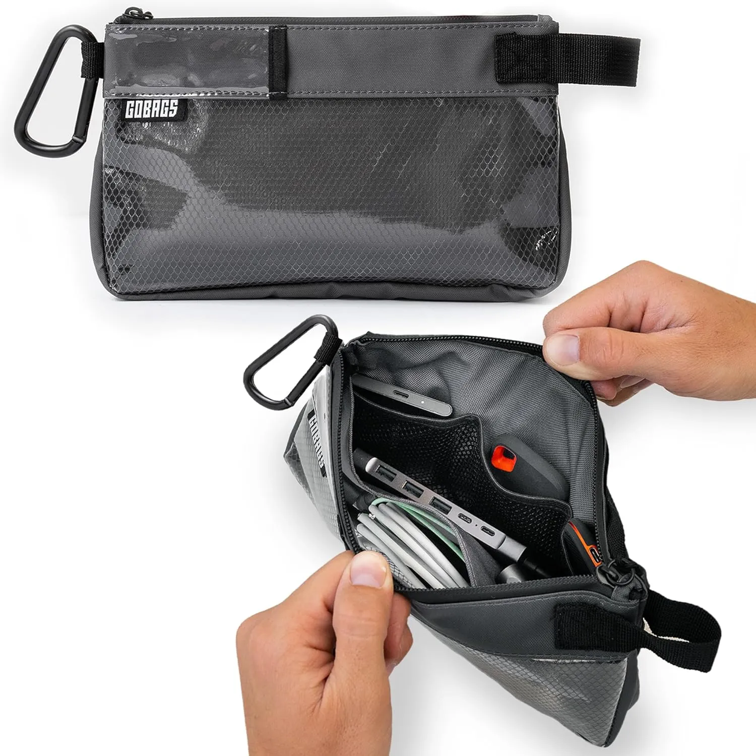 Production Zipper Bags - Electronics & Camera Accessories Bag - Cable organizer, Gear Accessory Pouch, Travel Camera Essentials (Small, Gray)