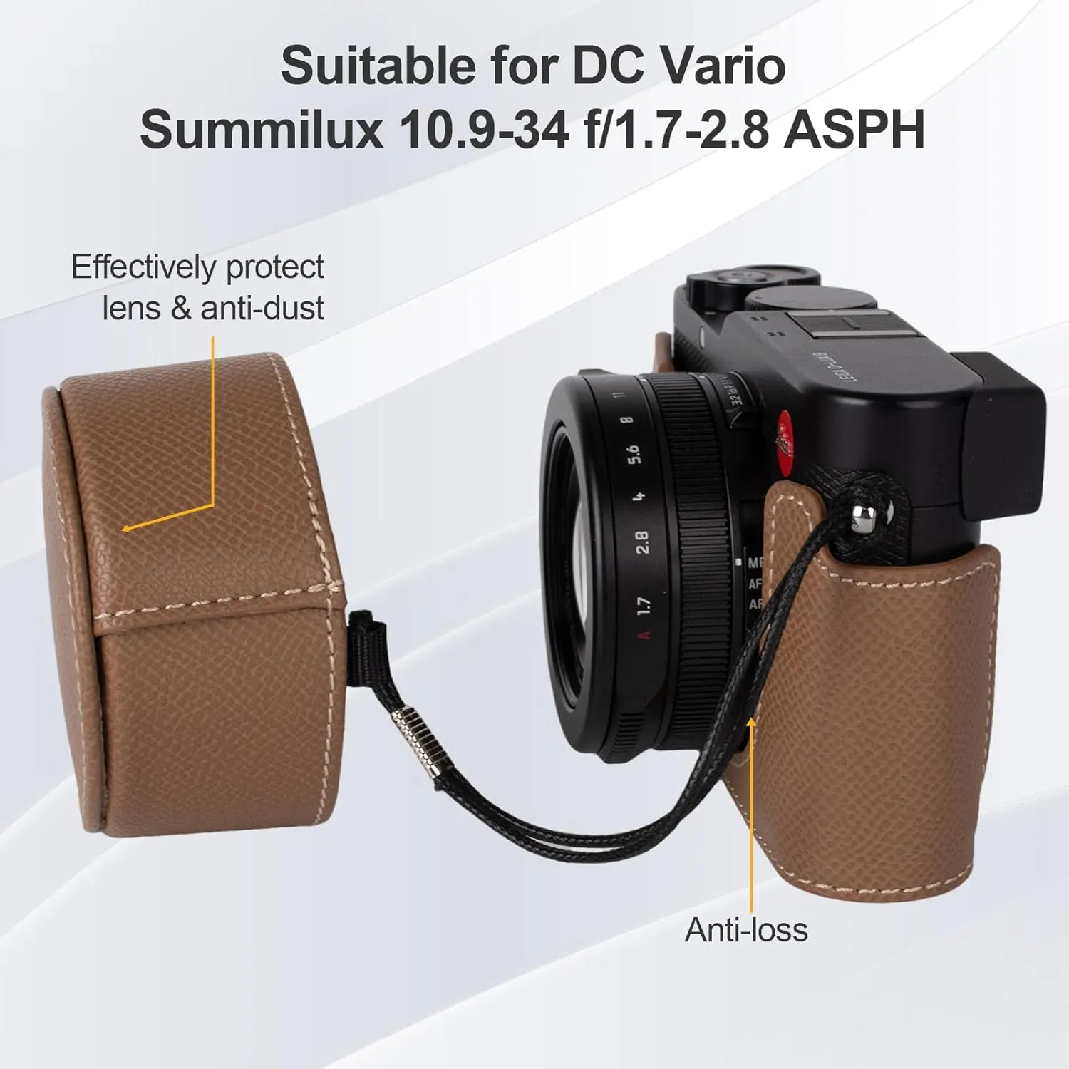Protective Camera Case Kit for Leica D-LUX8 Camera,For Leica DLUX8 Half Case D-LUX 8 Camera Cover With Front Lens Cap With Shoulder Strap-CHOC