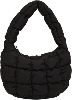 Puffer Bag Women Mini Quilted Cute Bubble Handbag Crescent Wrist Satchel Y2k Purse