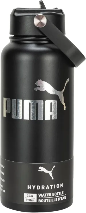 PUMA Evercat 32 oz Stainless Steel Water Bottle, Black, One Size