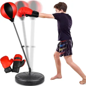 Punching Bag for Ages 3 4 5 6 7 8  Years Old Kids, Boxing Bag Set Toy with Boxing Gloves, Height Adjustable Punching Bag, Sport Toy for Boys & Girls, Ideal Christmas Birthday Gift for Kids