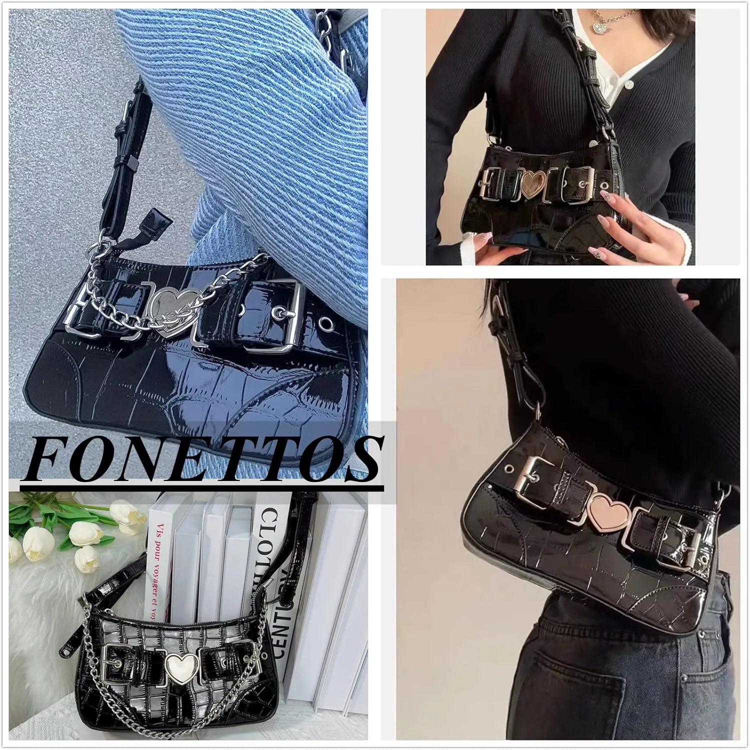 Punk Bag, Sourpuss Gothic Tote Purse Y2K Cool Style Trendy Women Shoulder Bags Rock Fashion Girls Handbag