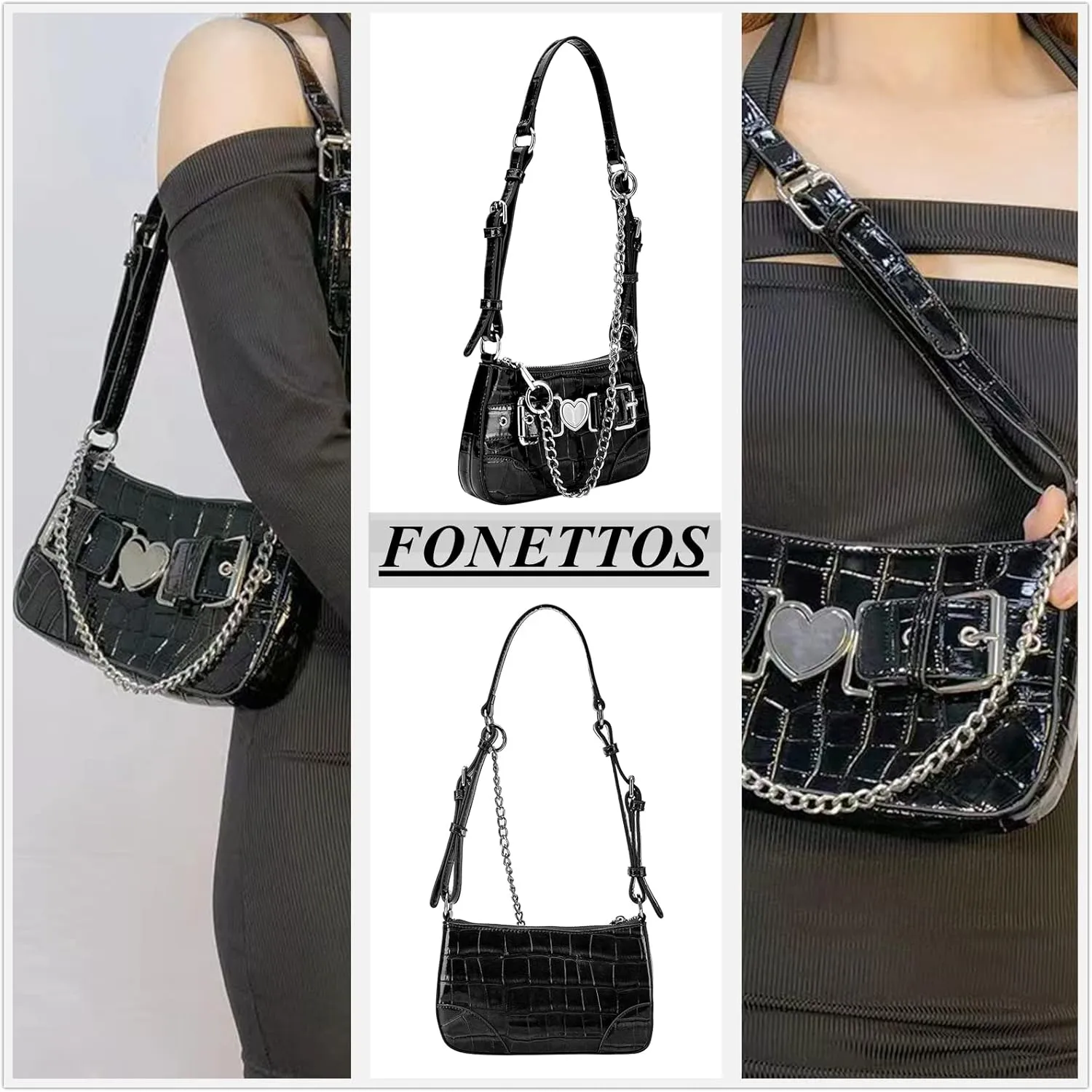 Punk Bag, Sourpuss Gothic Tote Purse Y2K Cool Style Trendy Women Shoulder Bags Rock Fashion Girls Handbag